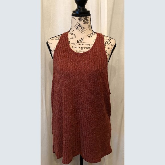Twist Back Sweater Knit Cami in Rust - Picture 1 of 5